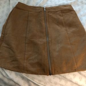 Zippered suede skirt